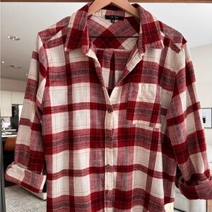 Love Tree Red and Cream Plaid Shirt